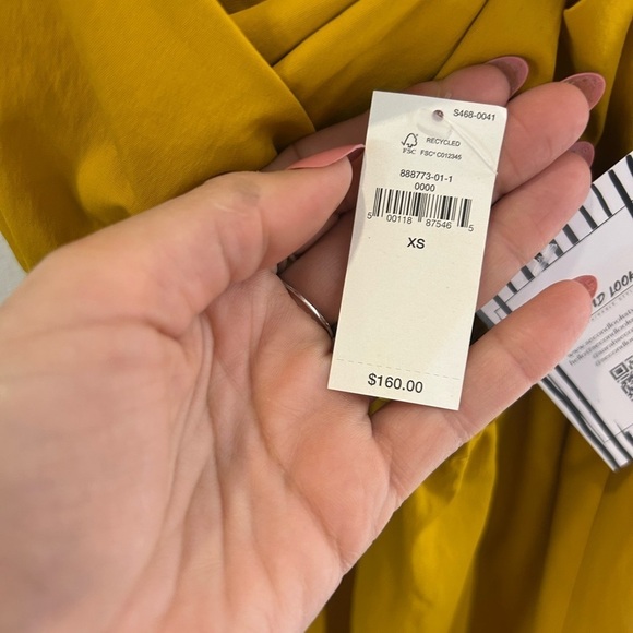 Banana Republic ochre yellow bubble cross back strap dress size XS - Picture 4 of 4